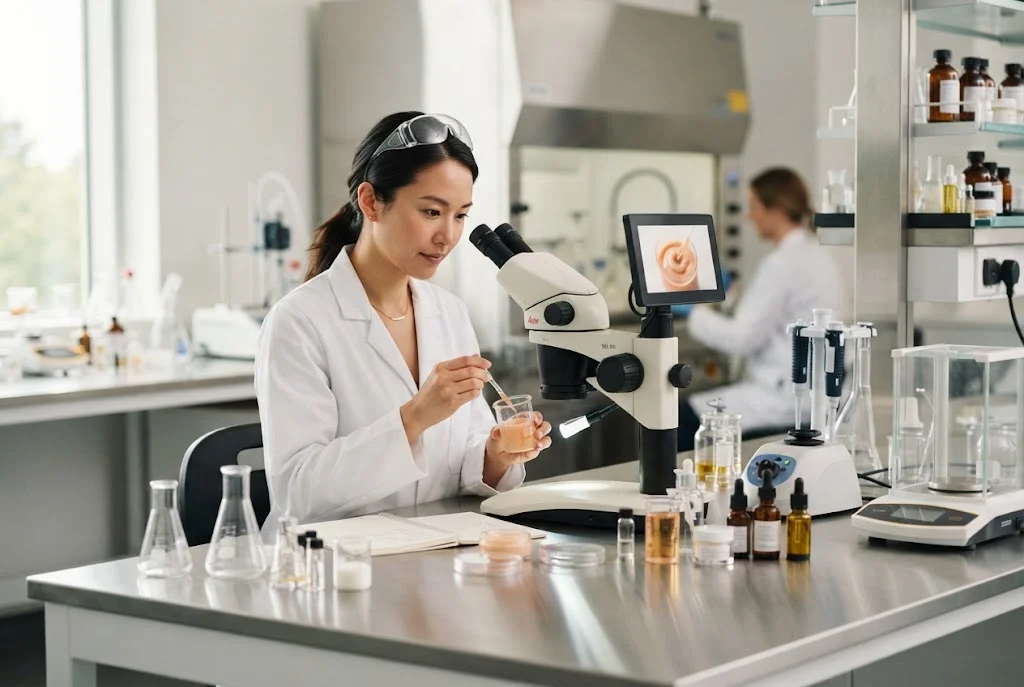 Beauty research in a modern skincare science laboratory