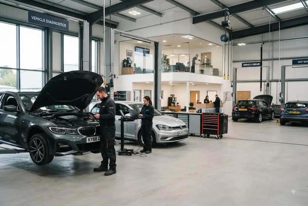 Garage chains using modern digital workshop technology and service innovation