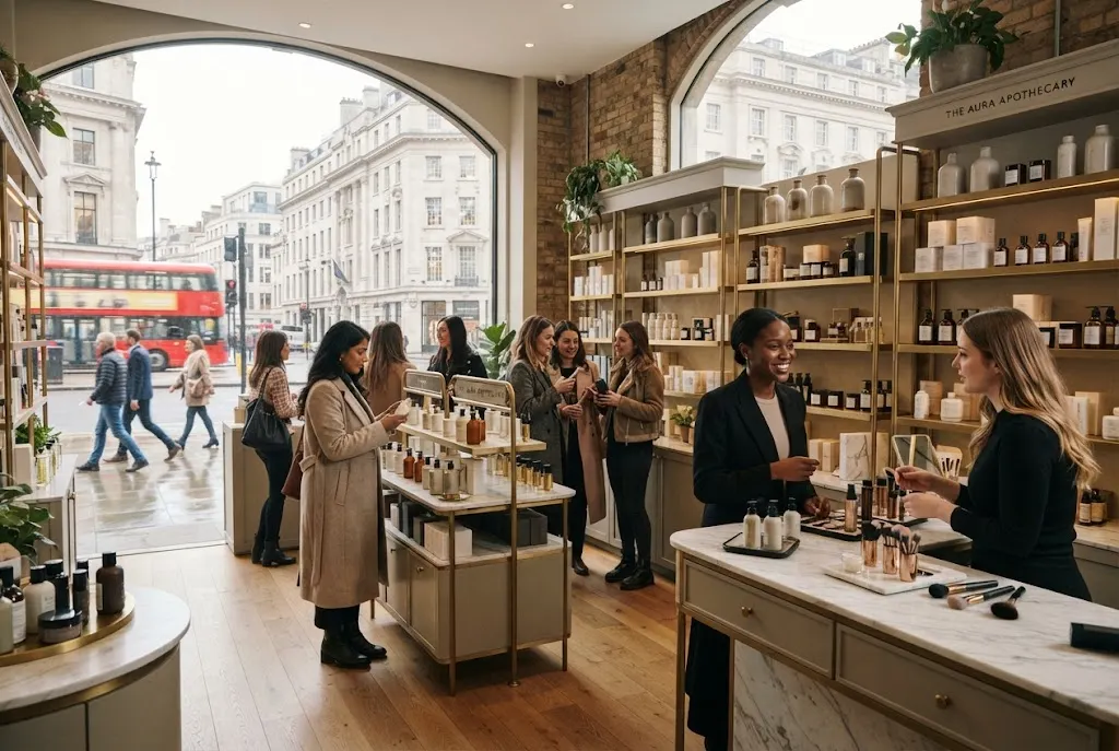 London beauty scene featuring skincare, salons and modern beauty shopping