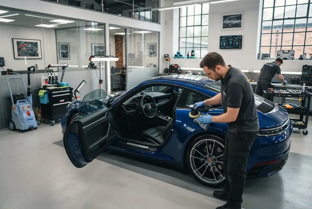 Auto care services with professional car detailing and modern vehicle care