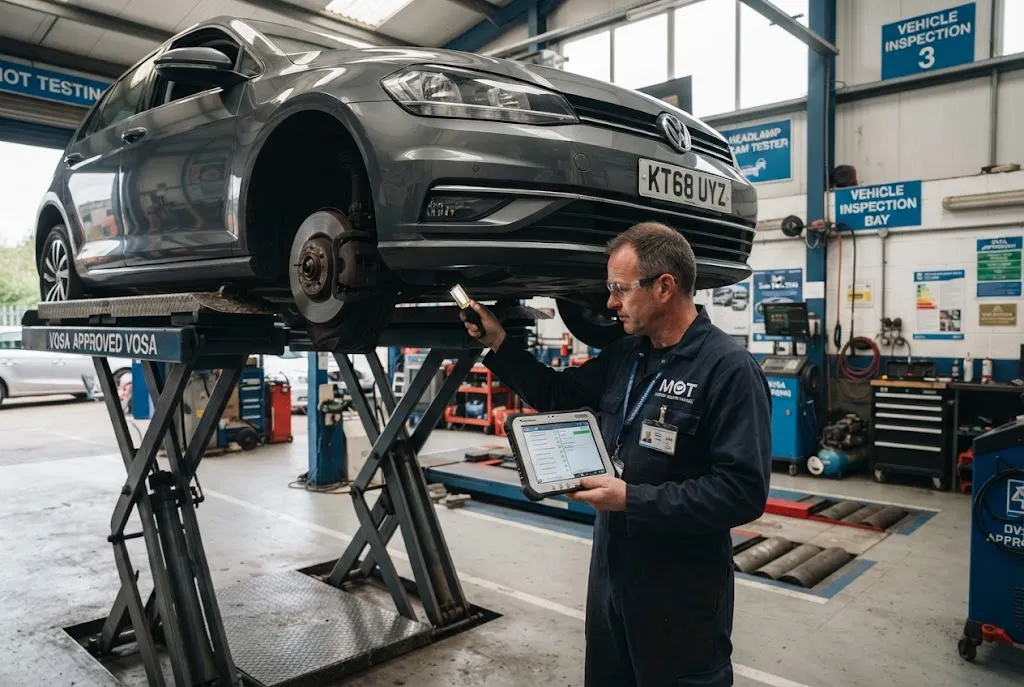 MOT and service digital inspection technology in a UK garage